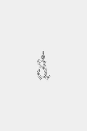 Large Diamond Gothic Letter Pendant | 18K White Gold | Natasha Schweitzer