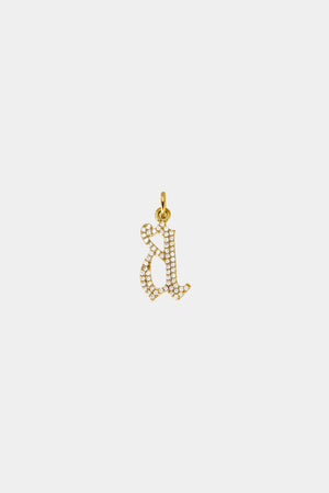 Large Diamond Gothic Letter Pendant | 18K Yellow Gold | Natasha Schweitzer