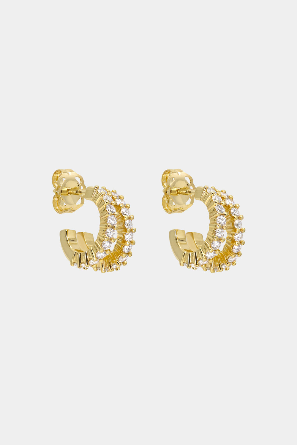 Double Diamond Sabine Hoops | Yellow Gold| Natasha Schweitzer