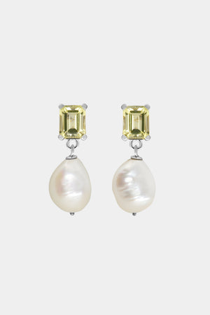 Emerald Lemon Quartz Earrings | Silver | Natasha Schweitzer