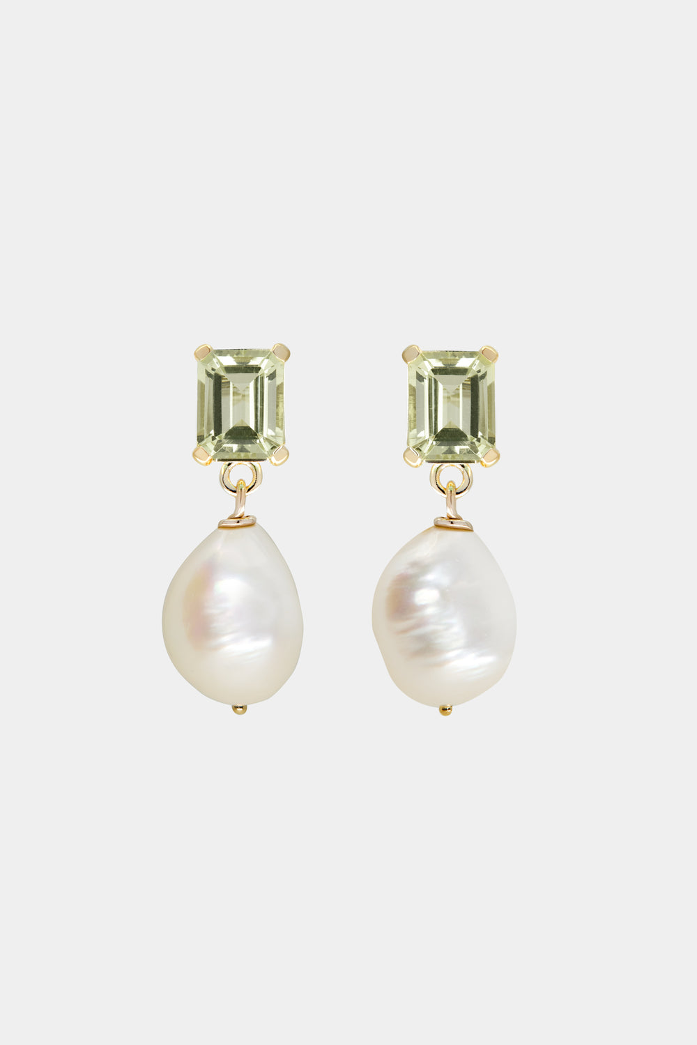 Emerald Mint Quartz Earrings | 9K Yellow Gold