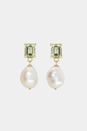 Emerald Mint Quartz Earrings | 9K Yellow Gold | Natasha Schweitzer