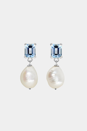 Emerald Topaz Pearl Earrings | Silver | Natasha Schweitzer