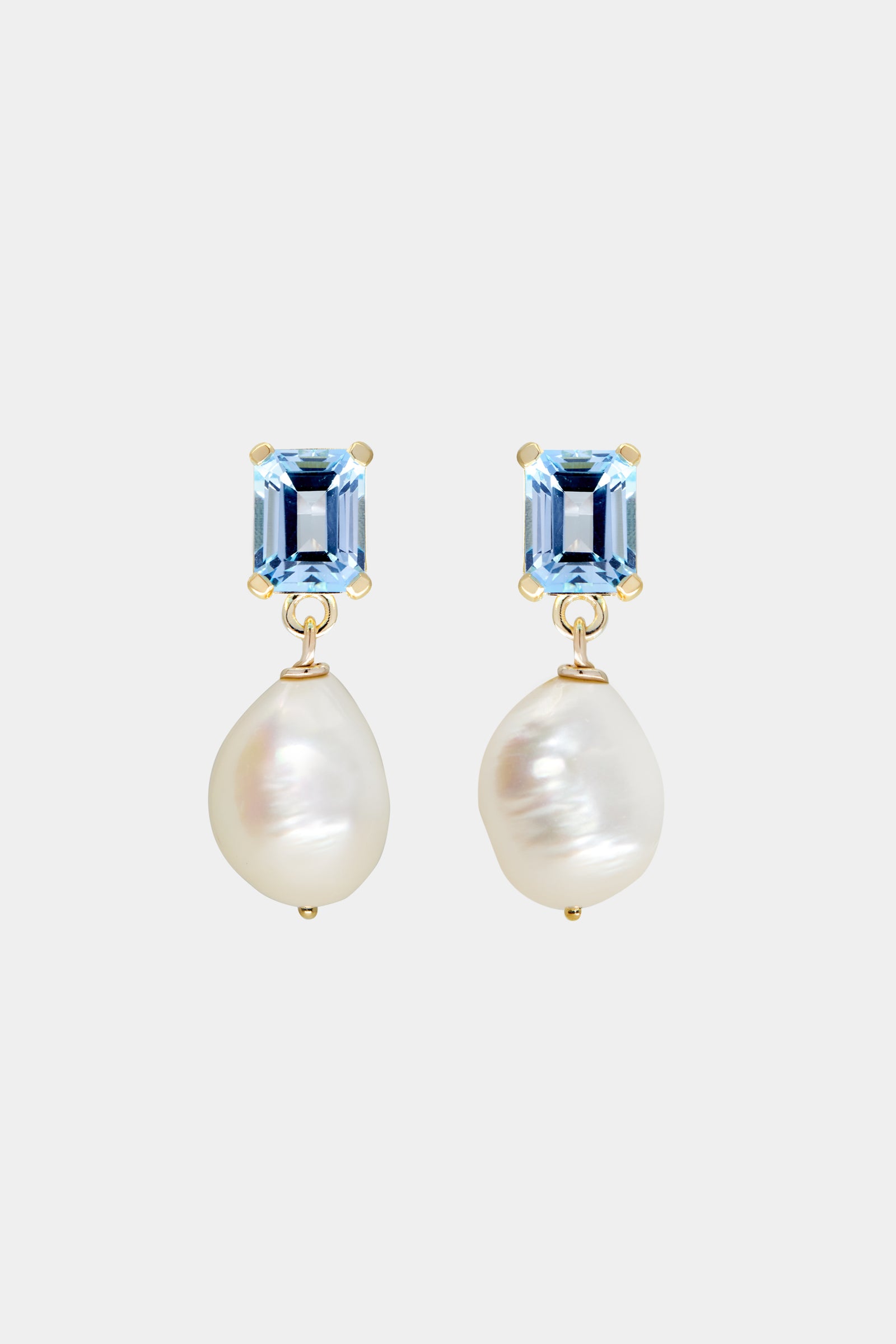 Emerald Topaz Pearl Earrings | 9K Yellow Gold| Natasha Schweitzer