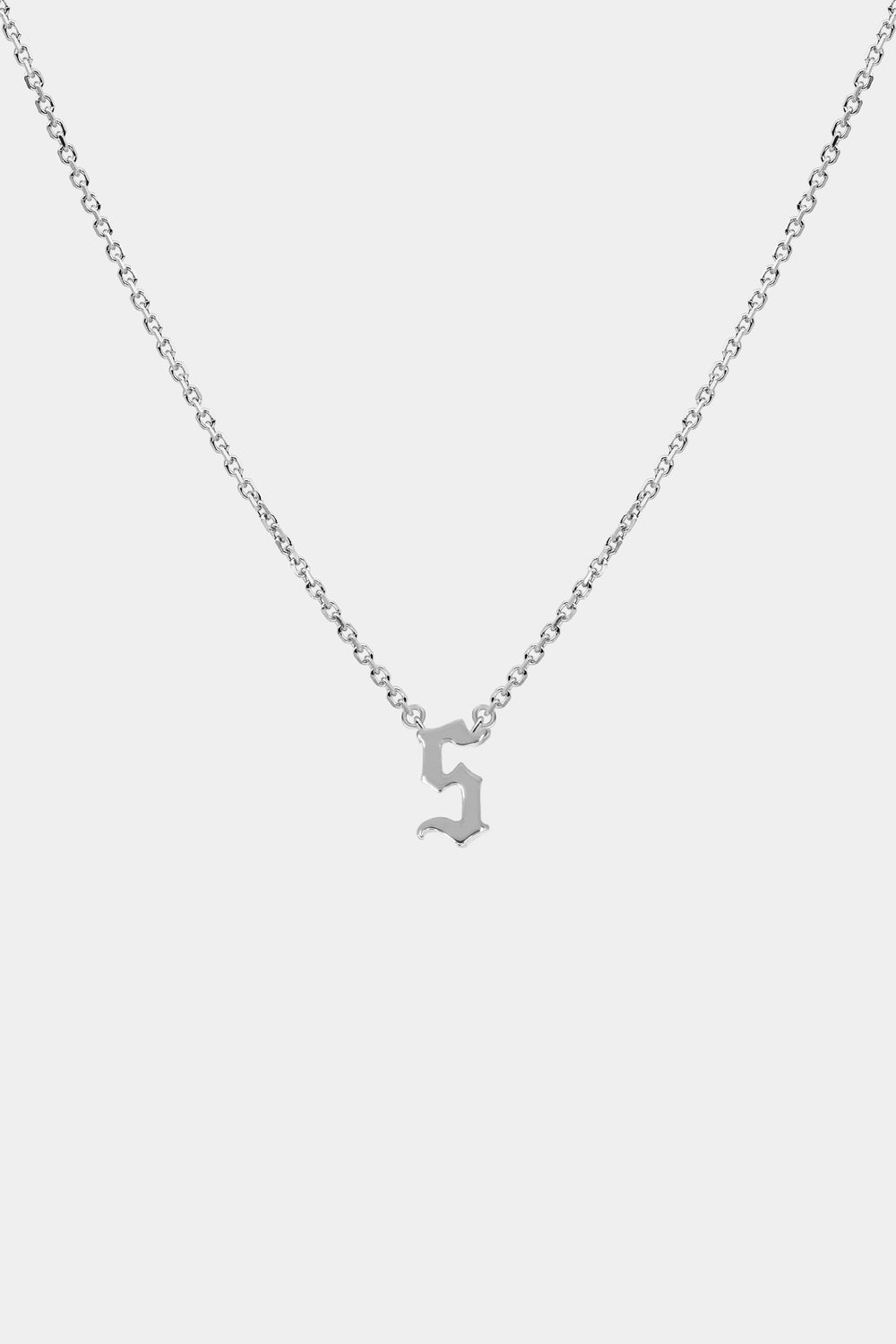 Gothic Letter Necklace | 9K White Gold