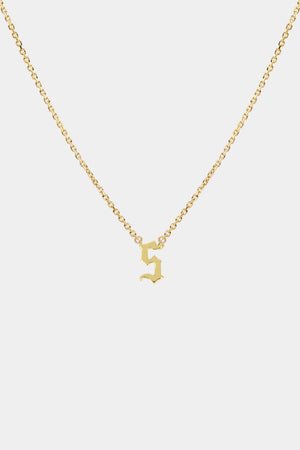Gothic Letter Necklace | 9K Yellow Gold | Natasha Schweitzer