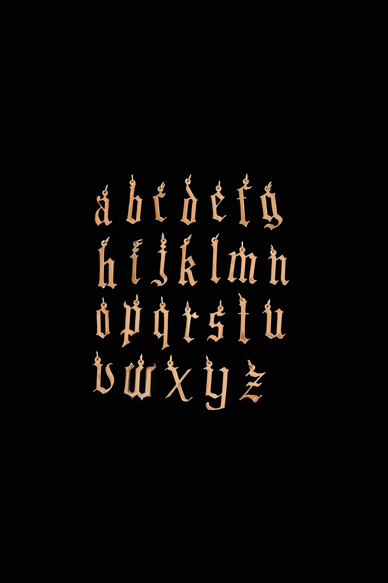 Large Gothic Letter Necklace | 9K Rose Gold| Natasha Schweitzer