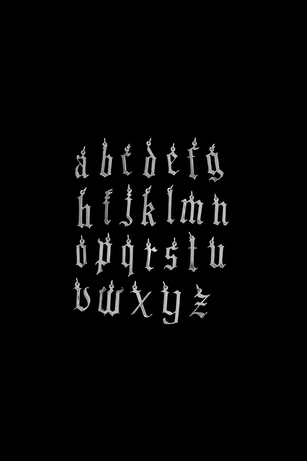 Gothic Letter Necklace | 9K White Gold| Natasha Schweitzer