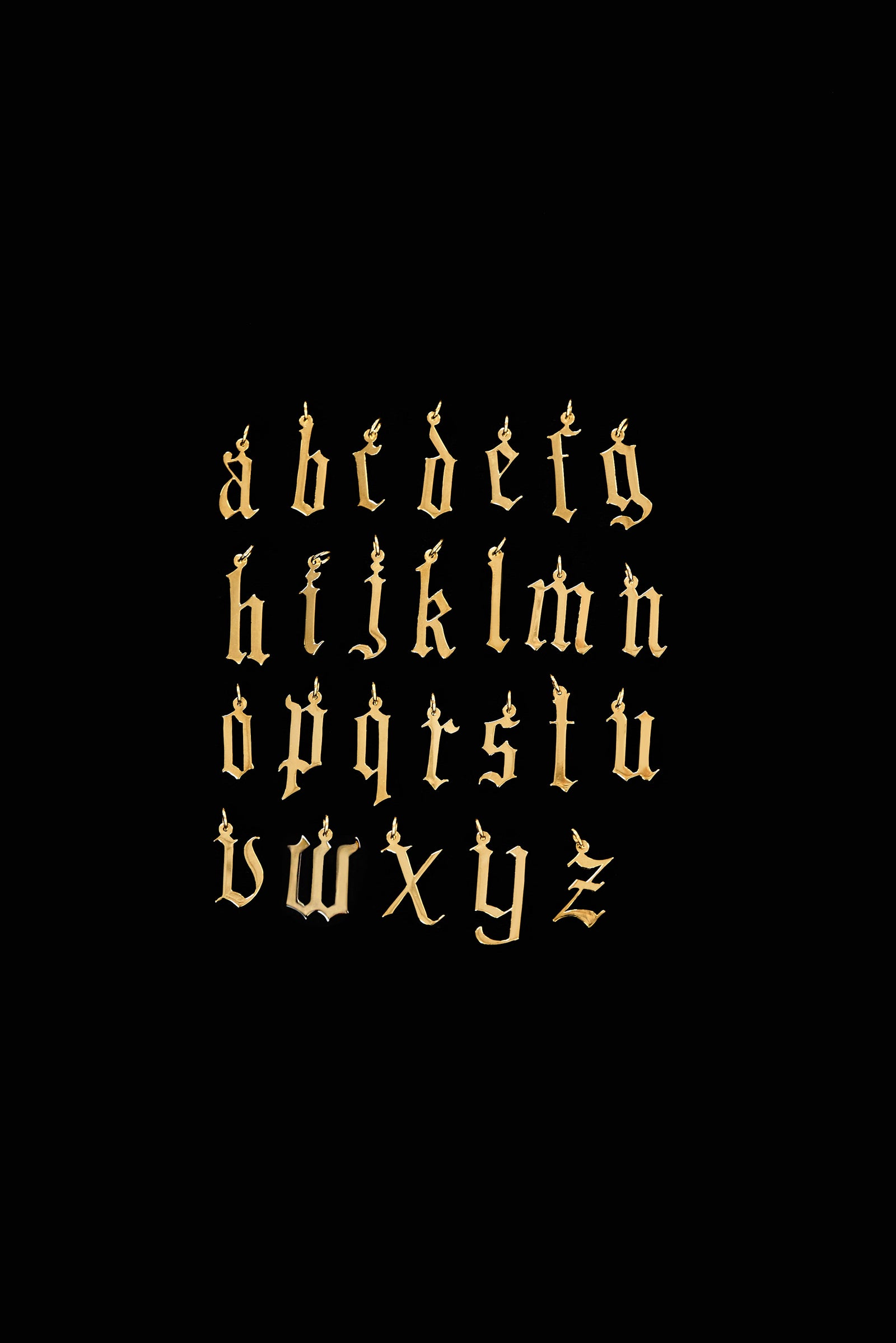 Large Gothic Letter Necklace | 9K Yellow Gold| Natasha Schweitzer