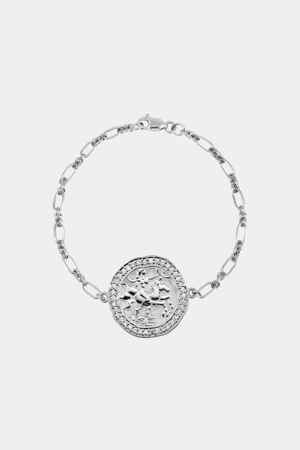 Large Warrior Coin Bracelet | White Gold, More Options Available
