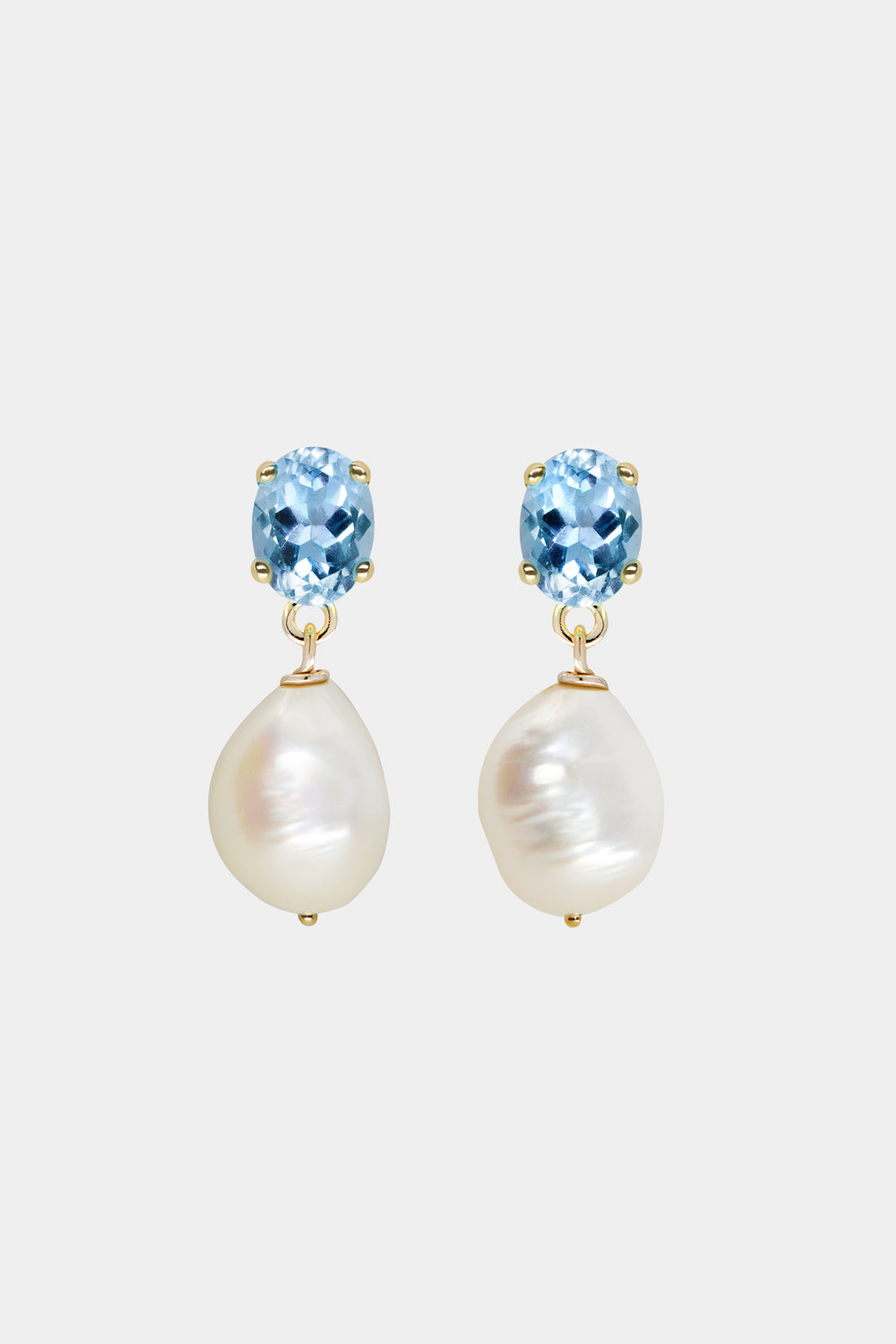 Oval Topaz Pearl Earrings | 9K Yellow Gold