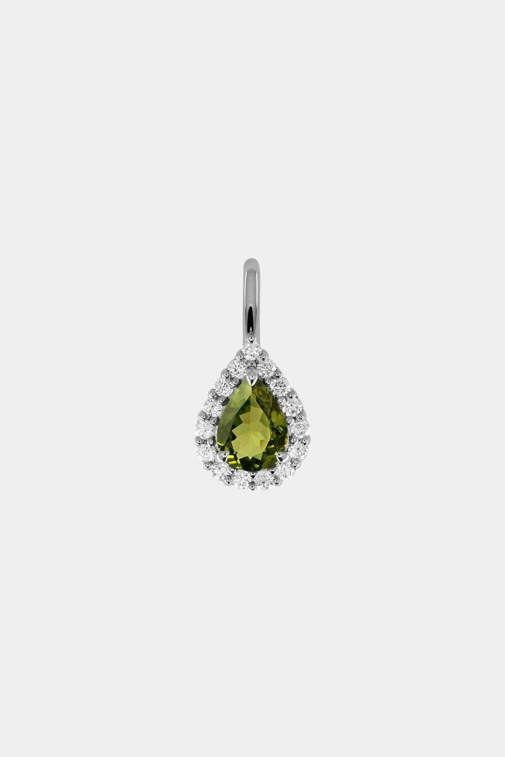 Pear Diamond Halo Pendant | 18K White Gold