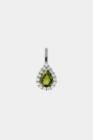 Pear Diamond Halo Pendant | 18K White Gold | Natasha Schweitzer