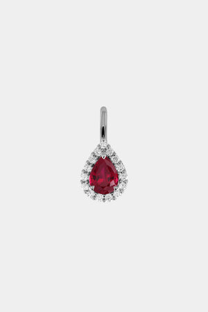 Pear Diamond Halo Pendant | 18K White Gold | Natasha Schweitzer