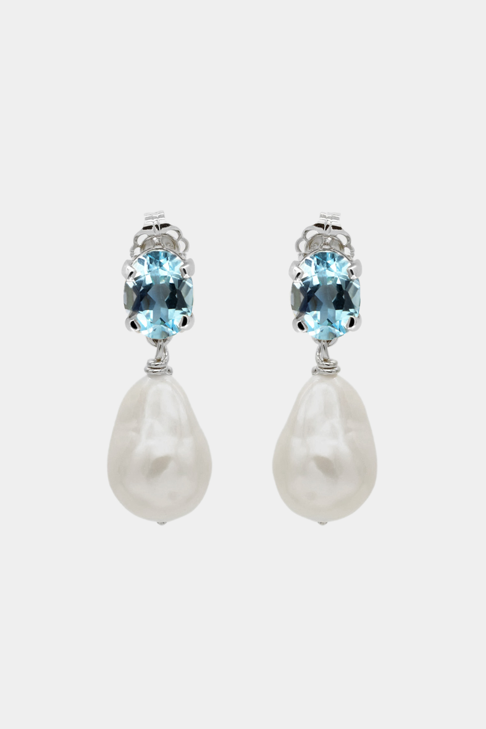 Oval Topaz Pearl Earrings | Silver