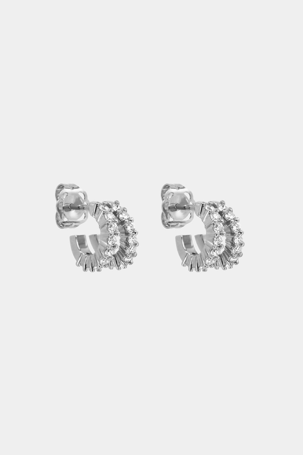 Small Double Diamond Sabine Hoops | White Gold| Natasha Schweitzer