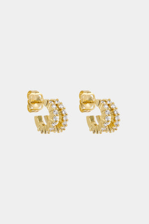 Small Double Diamond Sabine Hoops | Yellow Gold | Natasha Schweitzer