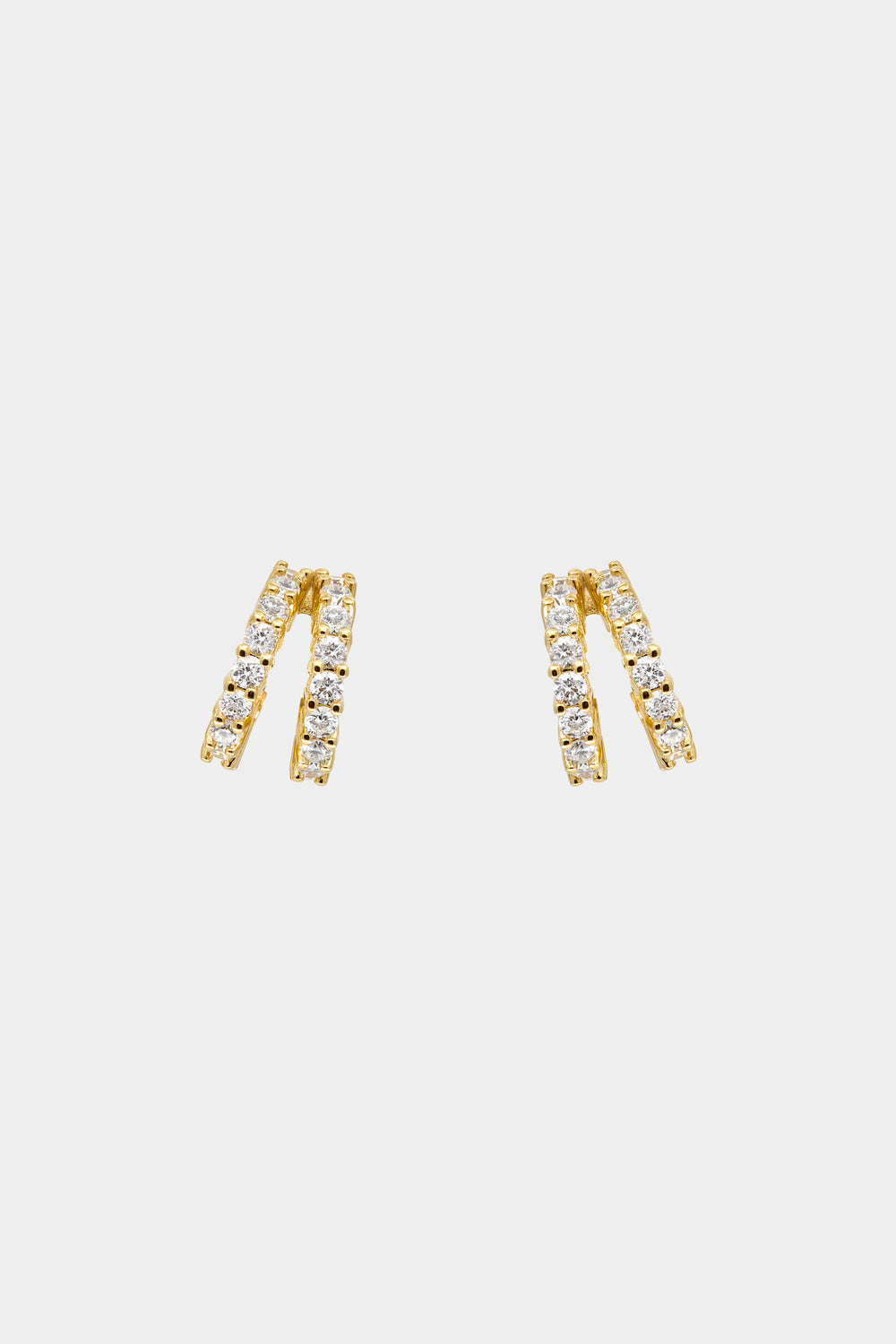 Small Double Diamond Sabine Hoops | Yellow Gold| Natasha Schweitzer