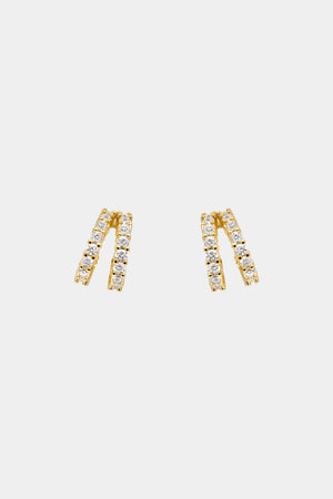 Small Double Diamond Sabine Hoops | Yellow Gold | Natasha Schweitzer