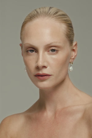 Oval Lemon Quartz Pearl Earrings | 9K Yellow Gold