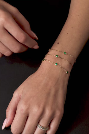 5 Emerald Bracelet | 9K Yellow Gold