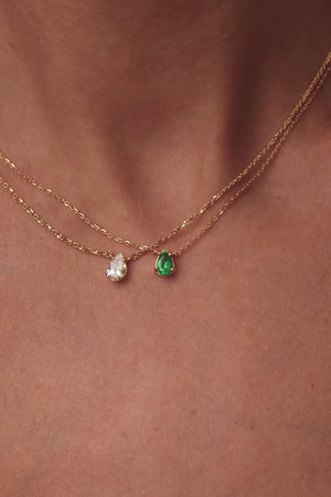 Pear Emerald Necklace | 18K Gold