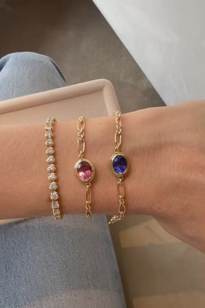 Roma Oval Gemstone Bracelet | Yellow Gold