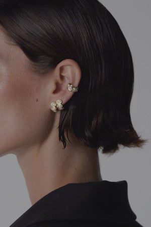 Oval Diamond Bezel Ear Cuff | 18K Yellow Gold