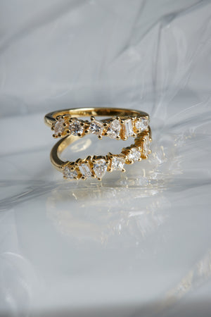 Double Band Scattered Diamond Ring | 18K Yellow Gold, (More Options Available) | Natasha Schweitzer