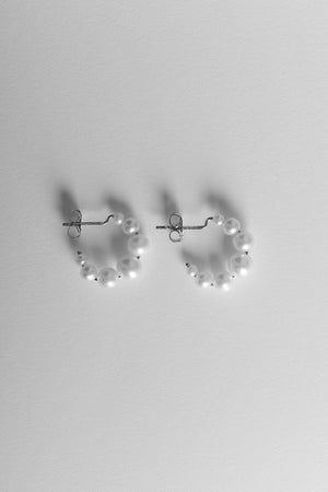 Graduating Pearl Hoops | Silver | Natasha Schweitzer