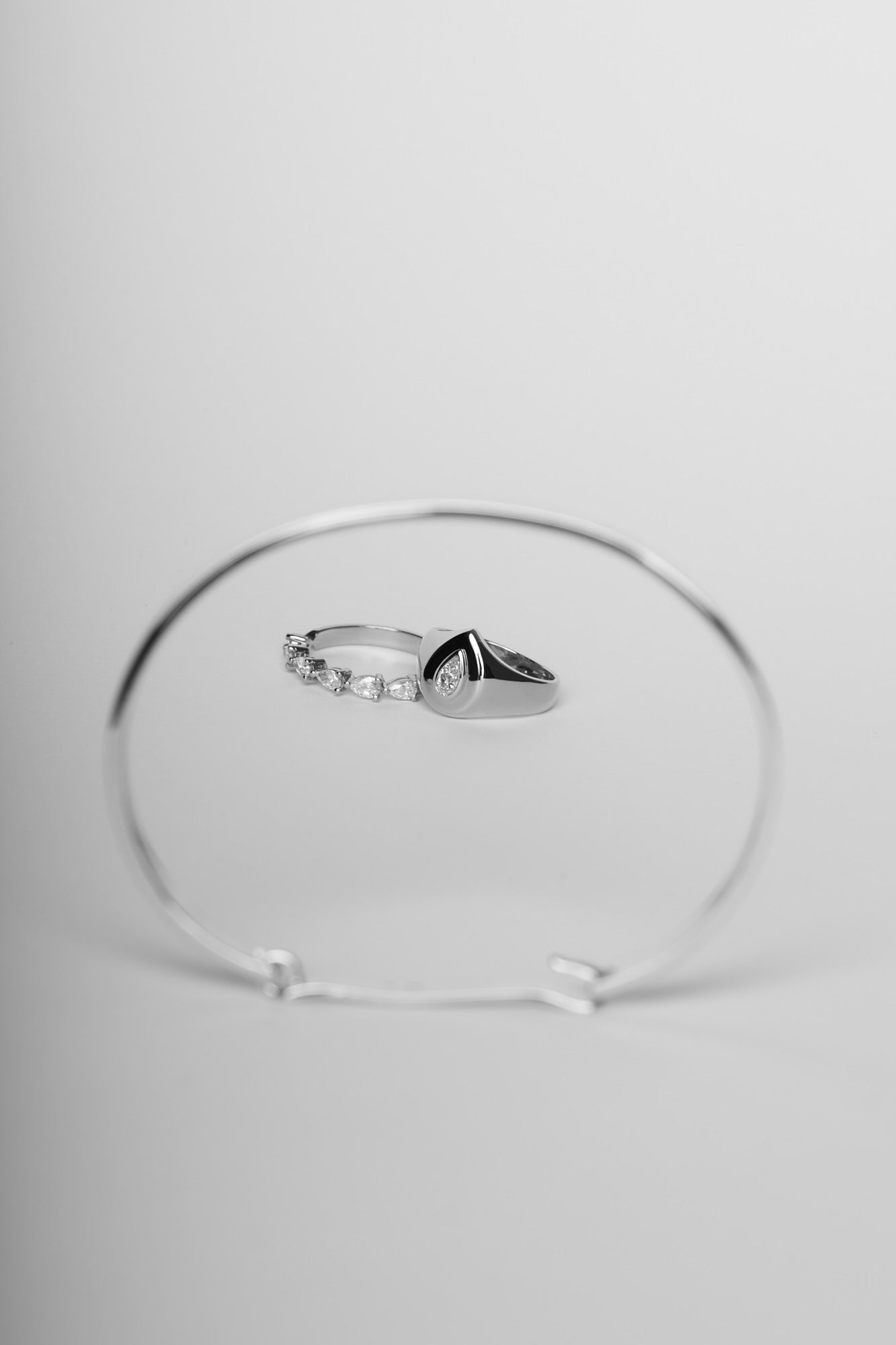 Pear Diamond Signet Ring | White Gold| Natasha Schweitzer