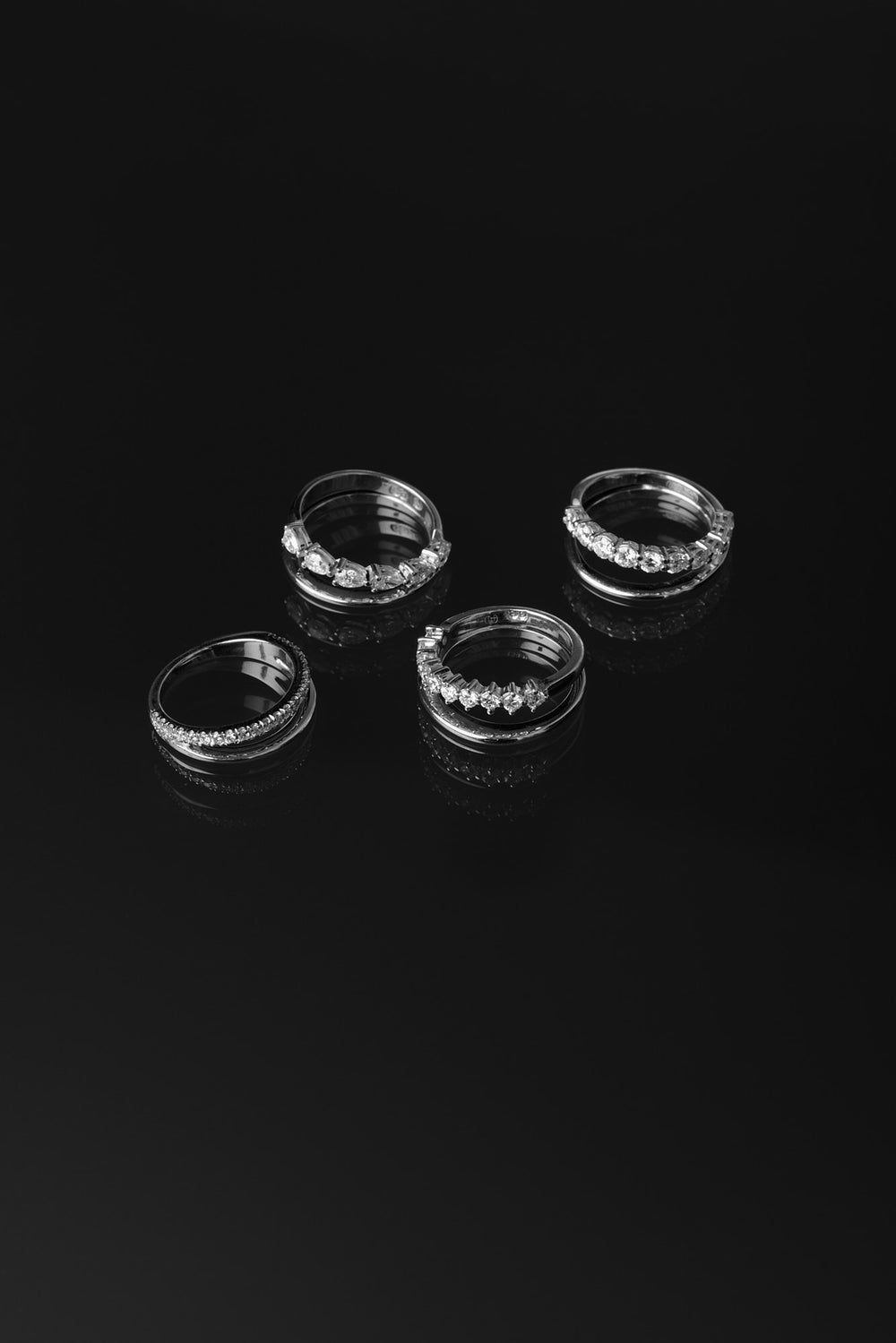 Double Band 10pt Round Diamond Ring | 18K White Gold| Natasha Schweitzer