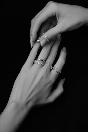 Mini Marquise Diamond Ring | 9K White Gold | Natasha Schweitzer