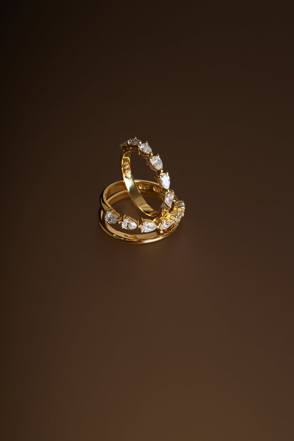 Double Band Pear Diamond Ring | 18K Yellow Gold| Natasha Schweitzer