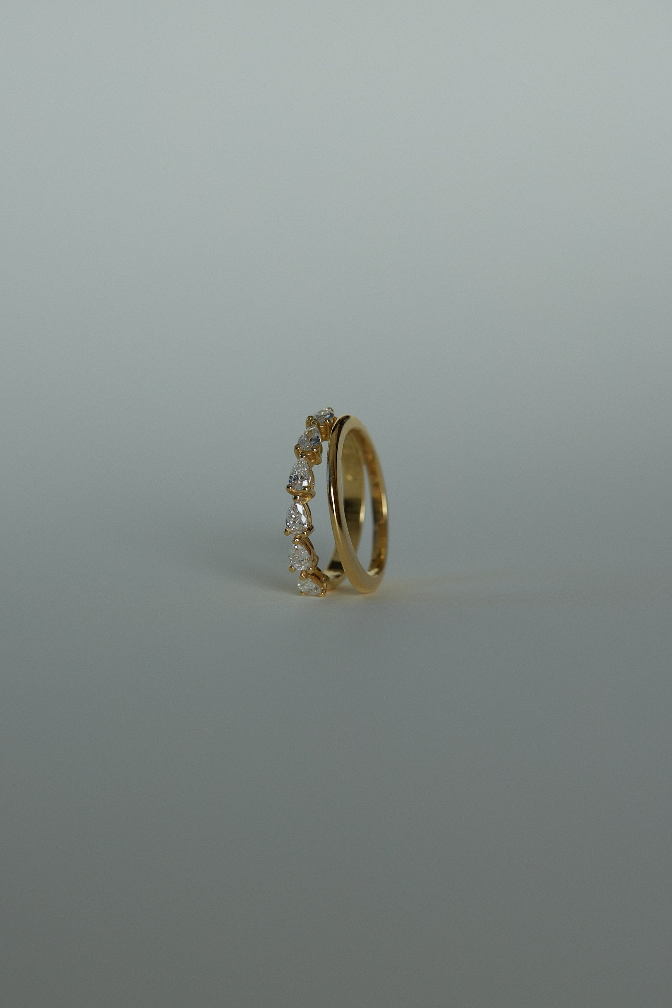 Double Band Pear Diamond Ring | 18K Yellow Gold| Natasha Schweitzer
