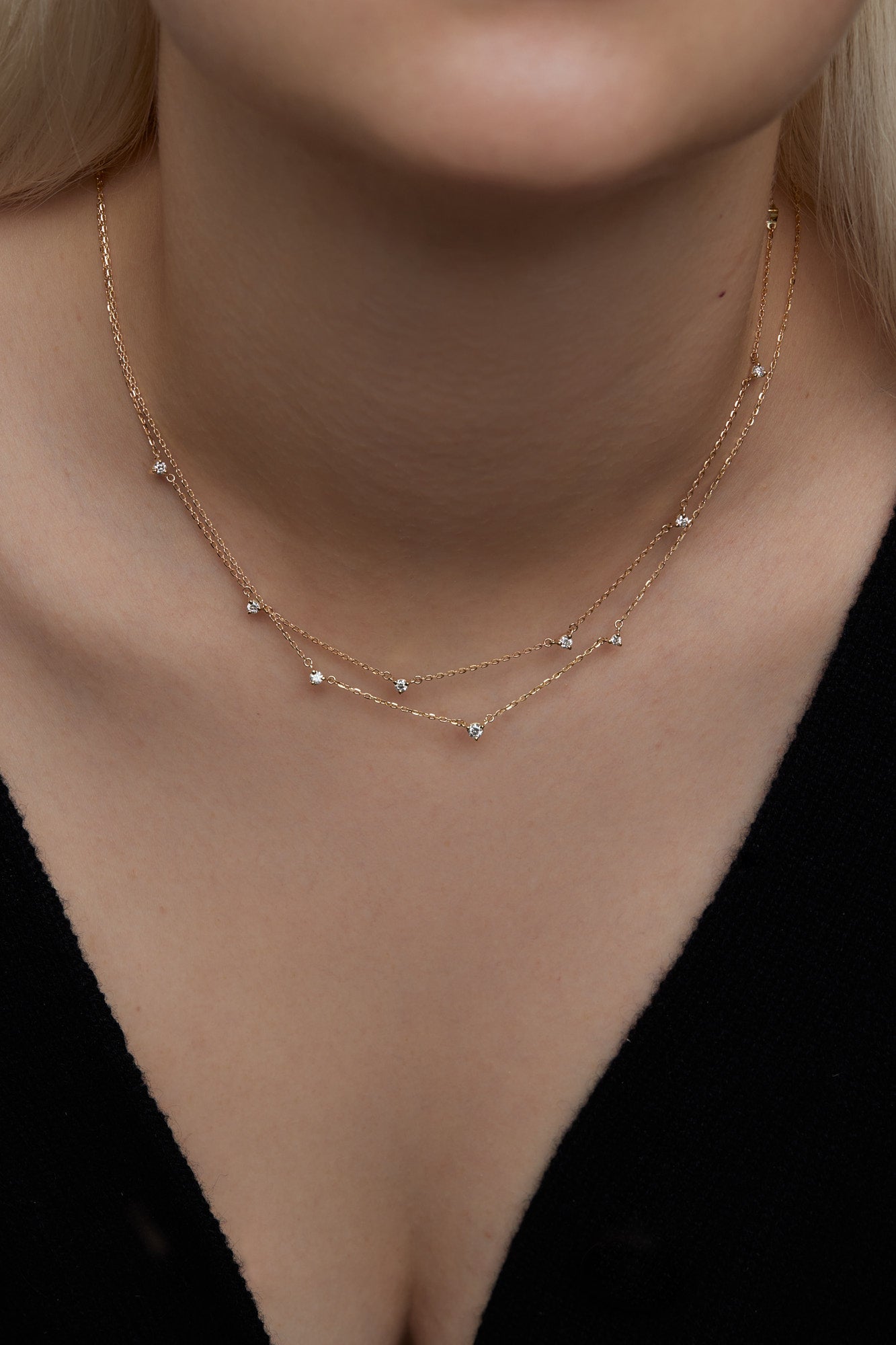 7 Round Diamond Necklace | Yellow Gold| Natasha Schweitzer