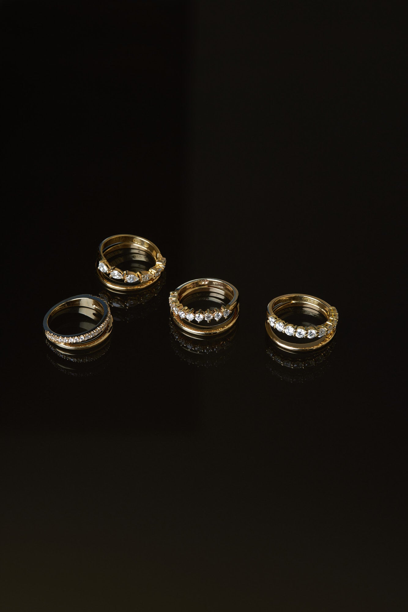 Double Band 10pt Round Diamond Ring | 18K Yellow Gold| Natasha Schweitzer