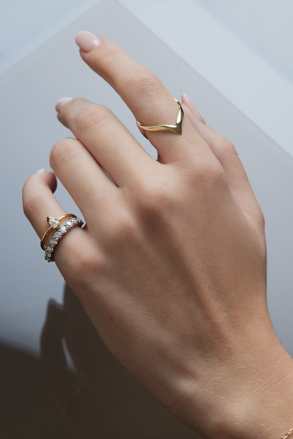 Mini Pear Diamond Ring | 9K Yellow Gold| Natasha Schweitzer