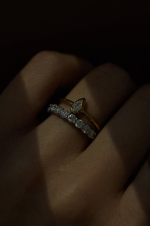 Mini Pear Diamond Ring | 9K Yellow Gold | Natasha Schweitzer