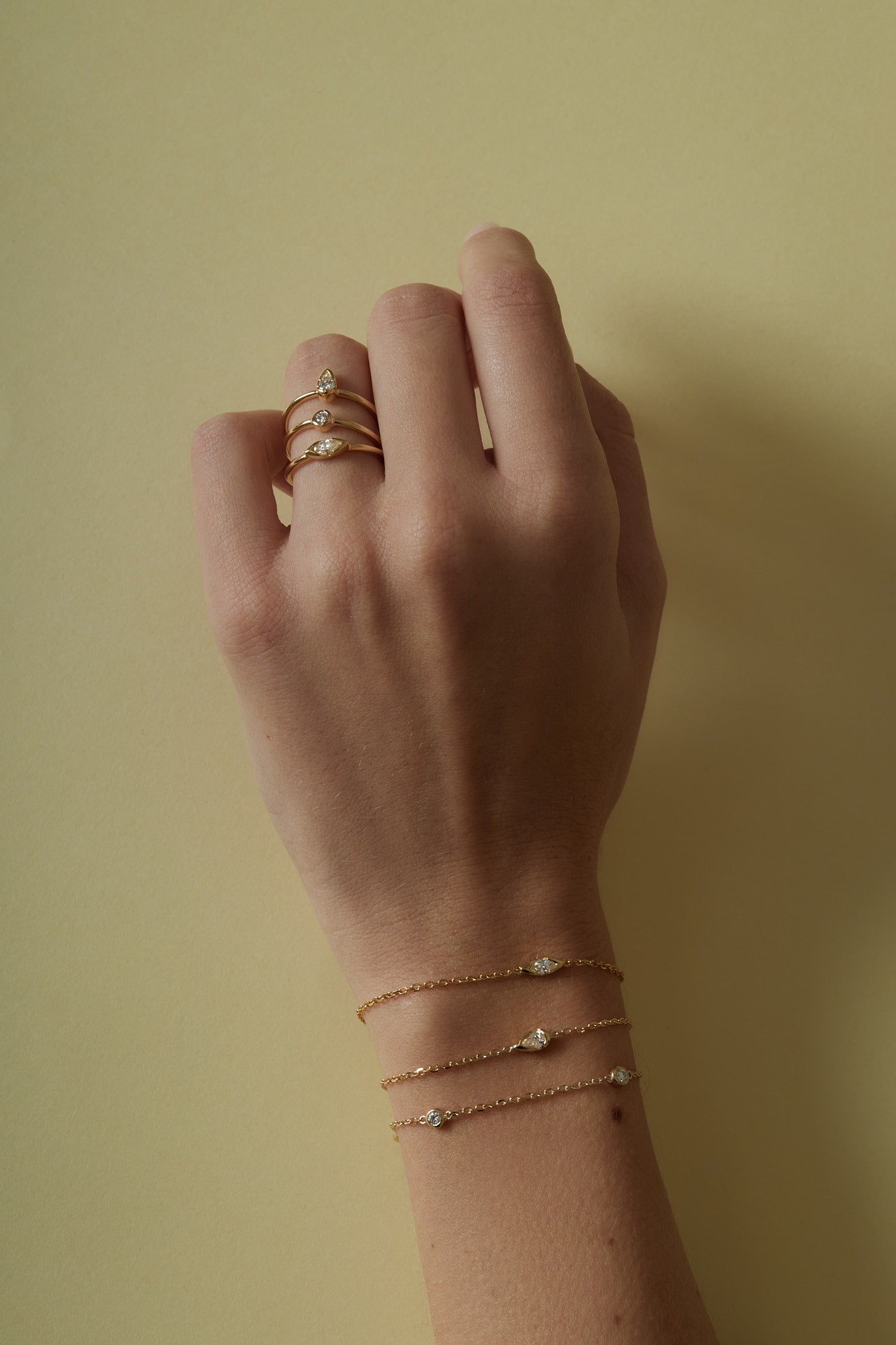 Mini Marquise Diamond Bracelet | 9K Yellow or Rose Gold| Natasha Schweitzer