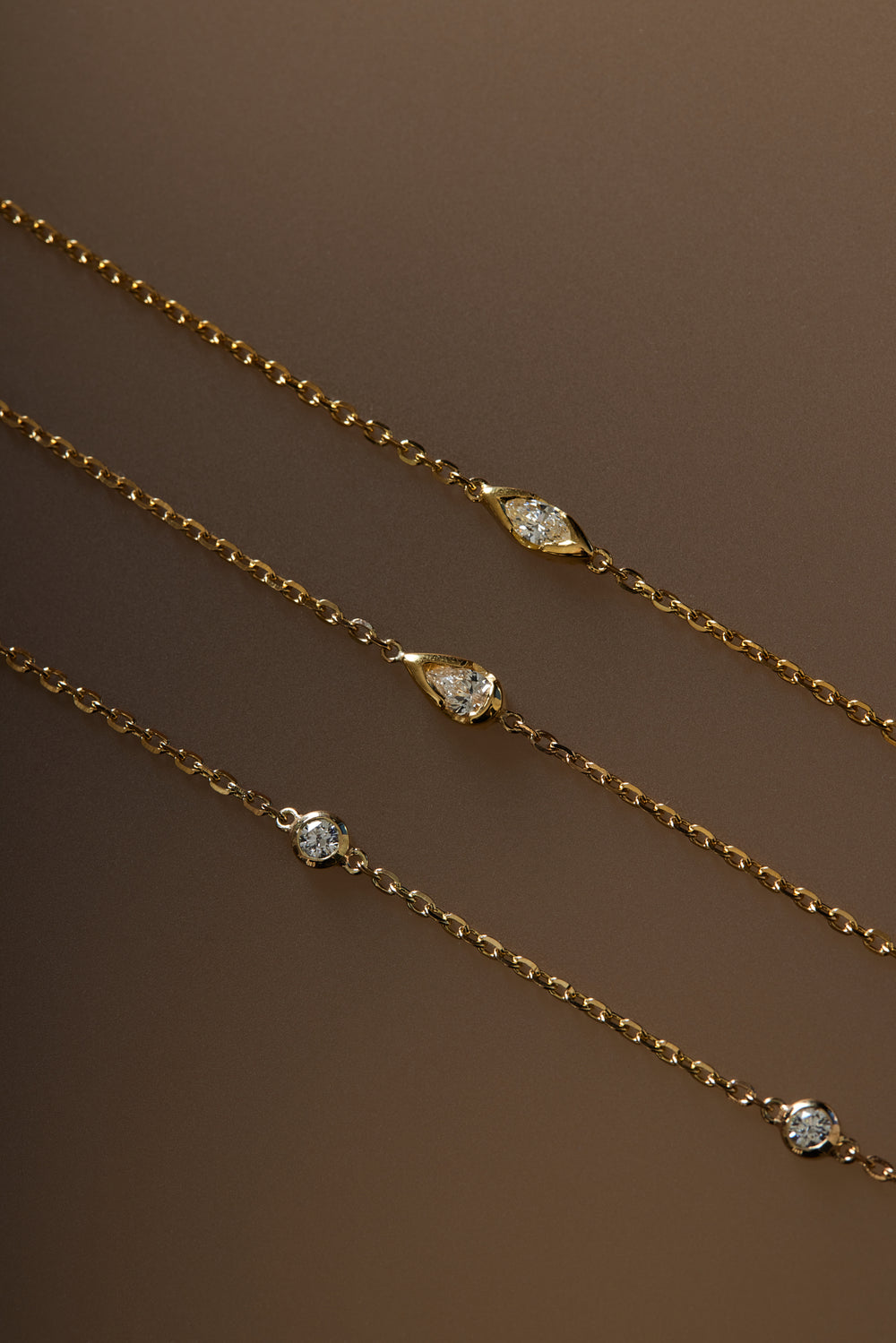 Pear Diamond Bracelet | 9K Yellow or Rose Gold| Natasha Schweitzer