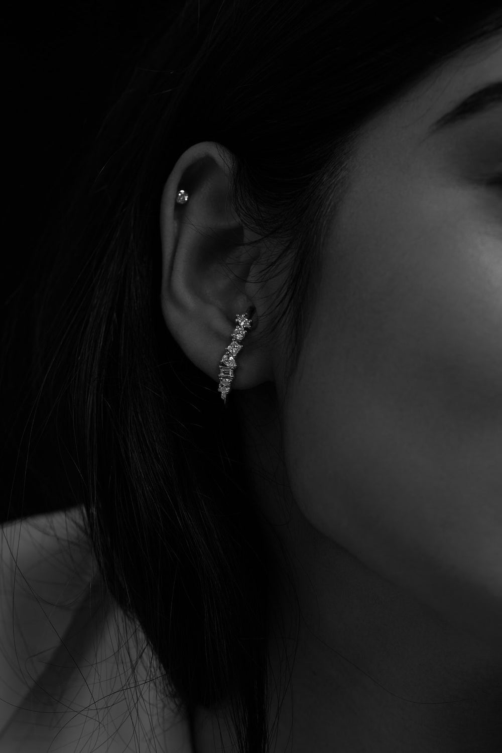 Scattered Diamond Earring | 18K White Gold| Natasha Schweitzer