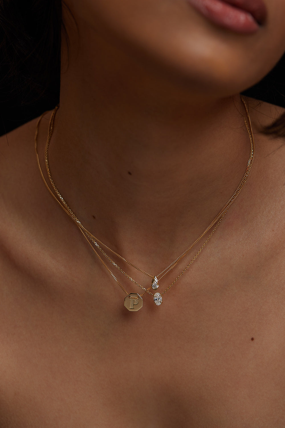 Mini Pear Diamond Necklace | 9K Yellow or Rose Gold| Natasha Schweitzer
