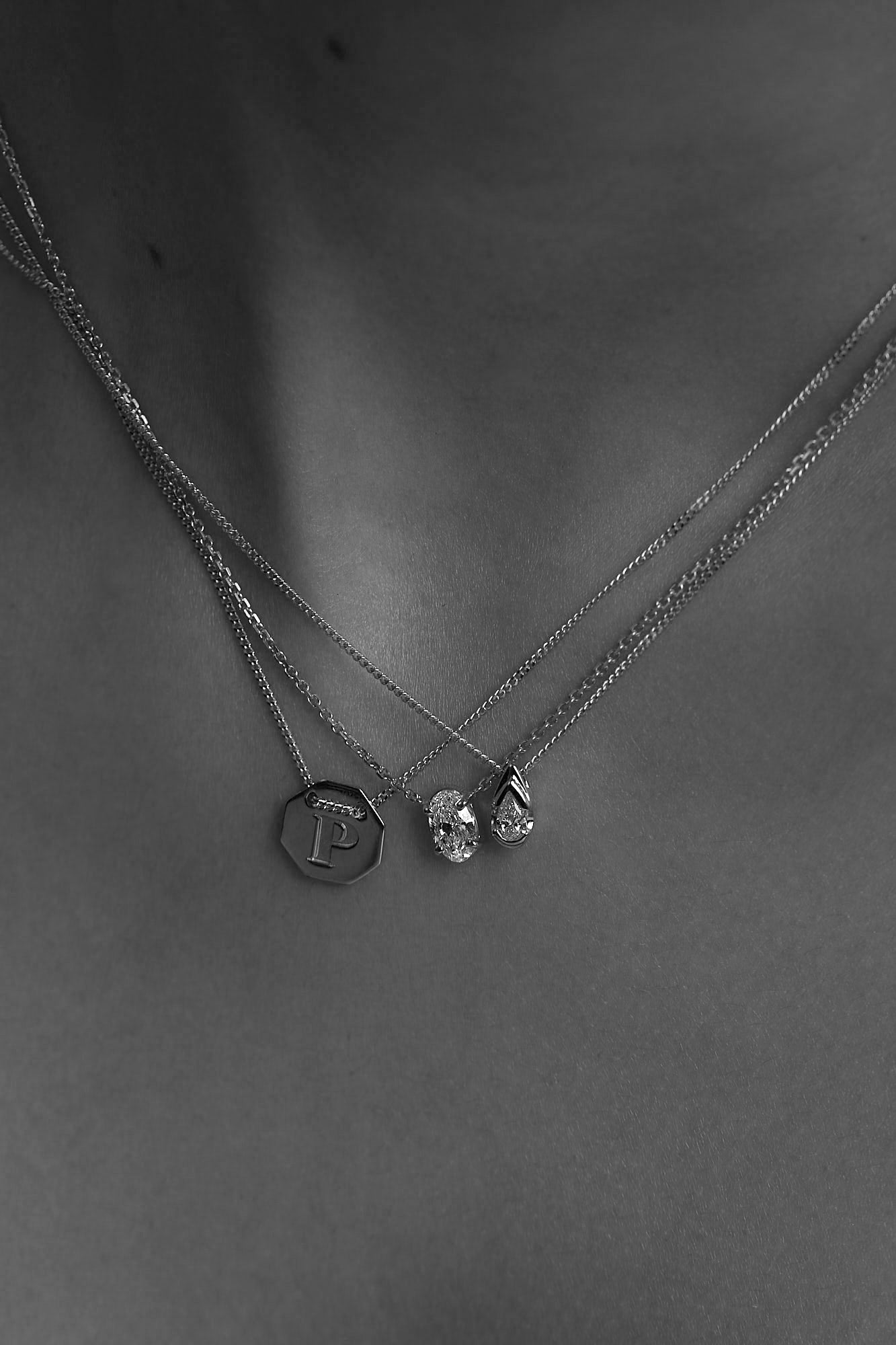 Mini Pear Diamond Necklace | White Gold| Natasha Schweitzer