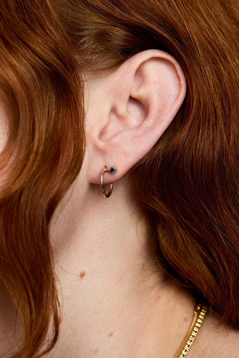 Mini Lara Sapphire Hoop Earrings | 9K Yellow Gold| Natasha Schweitzer