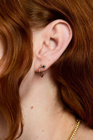Mini Lara Sapphire Hoop Earrings | 9K Yellow Gold | Natasha Schweitzer