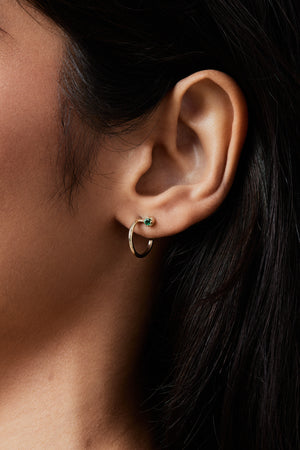 Mini Lara Emerald Hoop Earrings | 9K Yellow Gold | Natasha Schweitzer