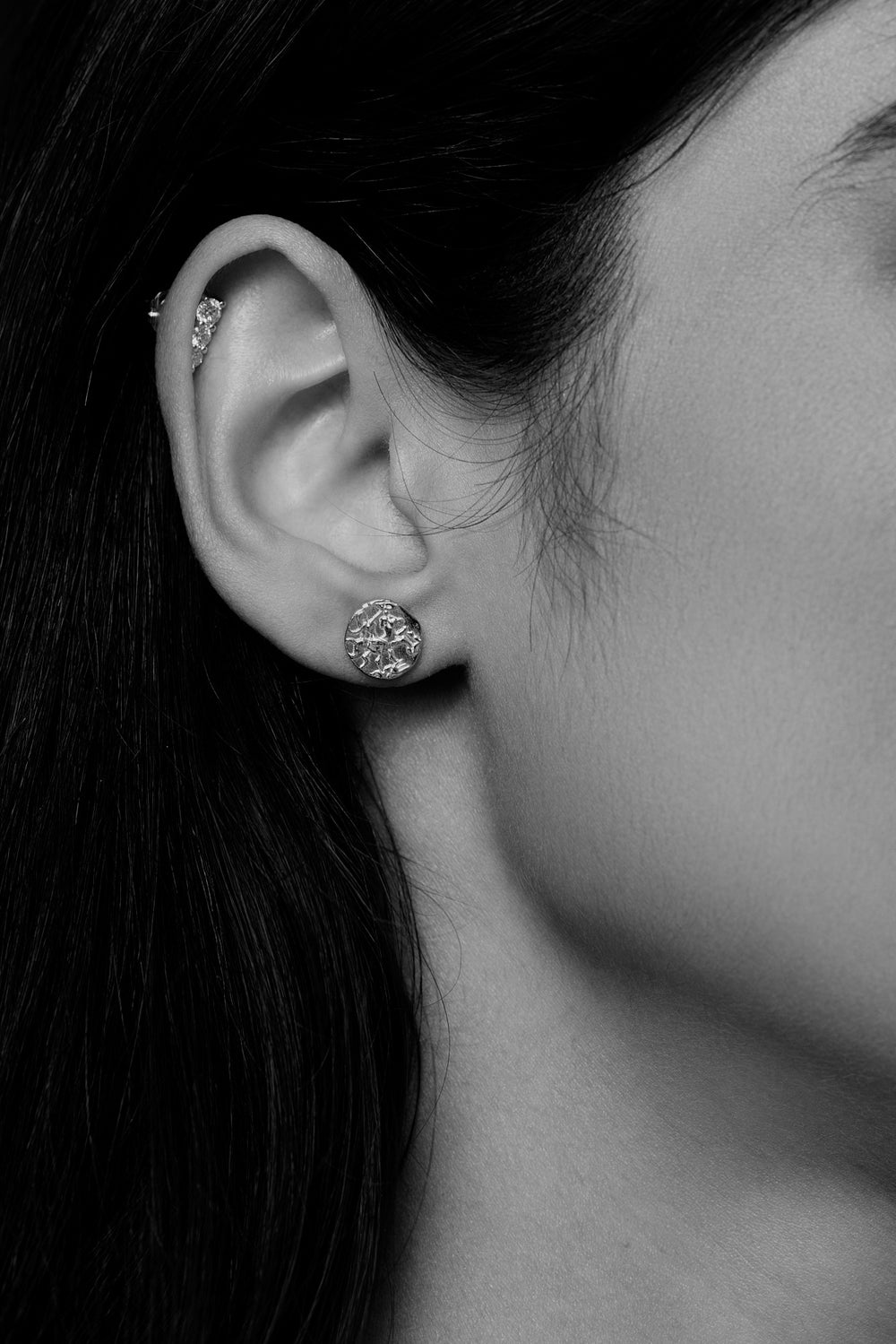 Coin Stud Earrings | Silver or 9K White Gold