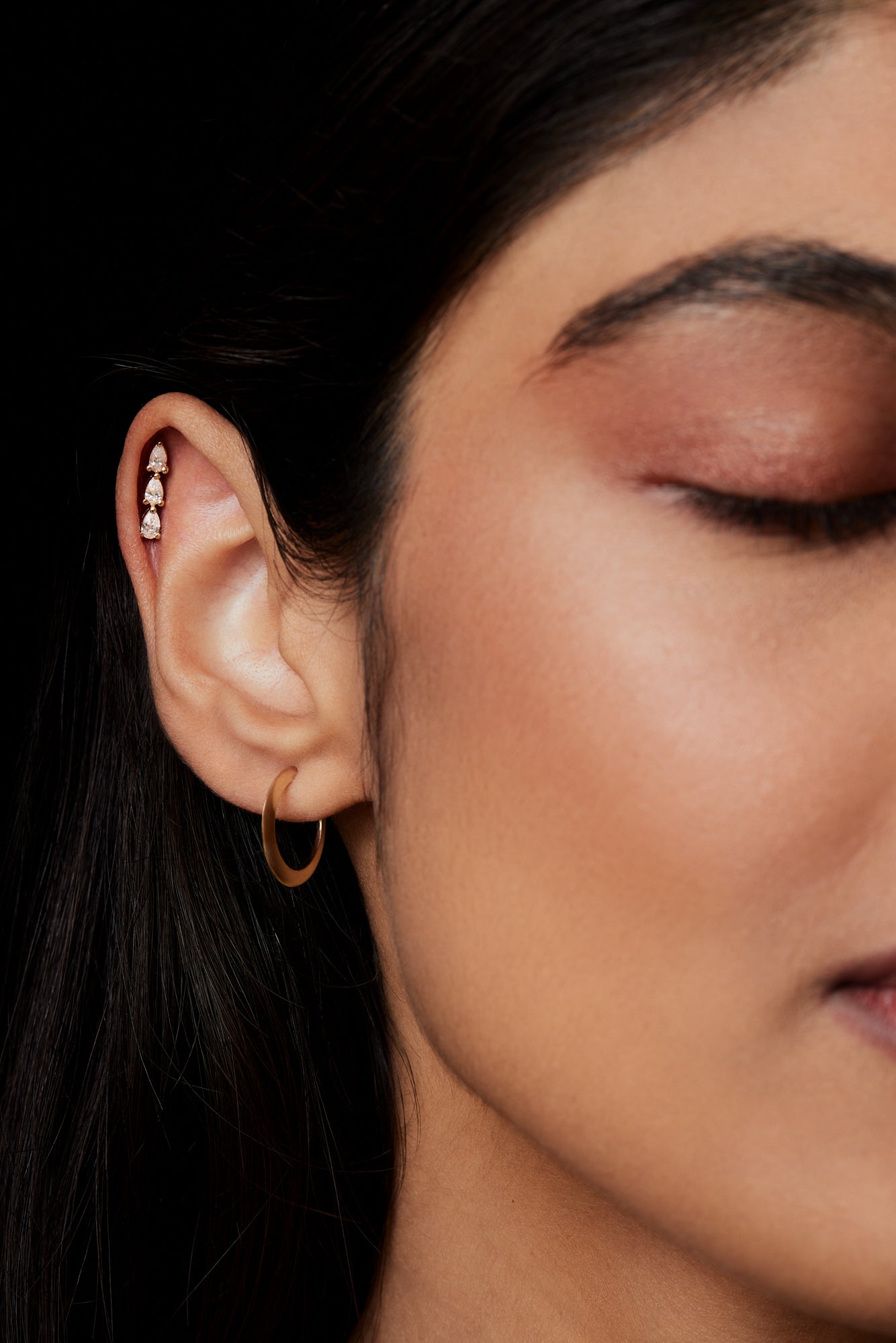 Pear Diamond Bar Studs | 18K Yellow Gold| Natasha Schweitzer