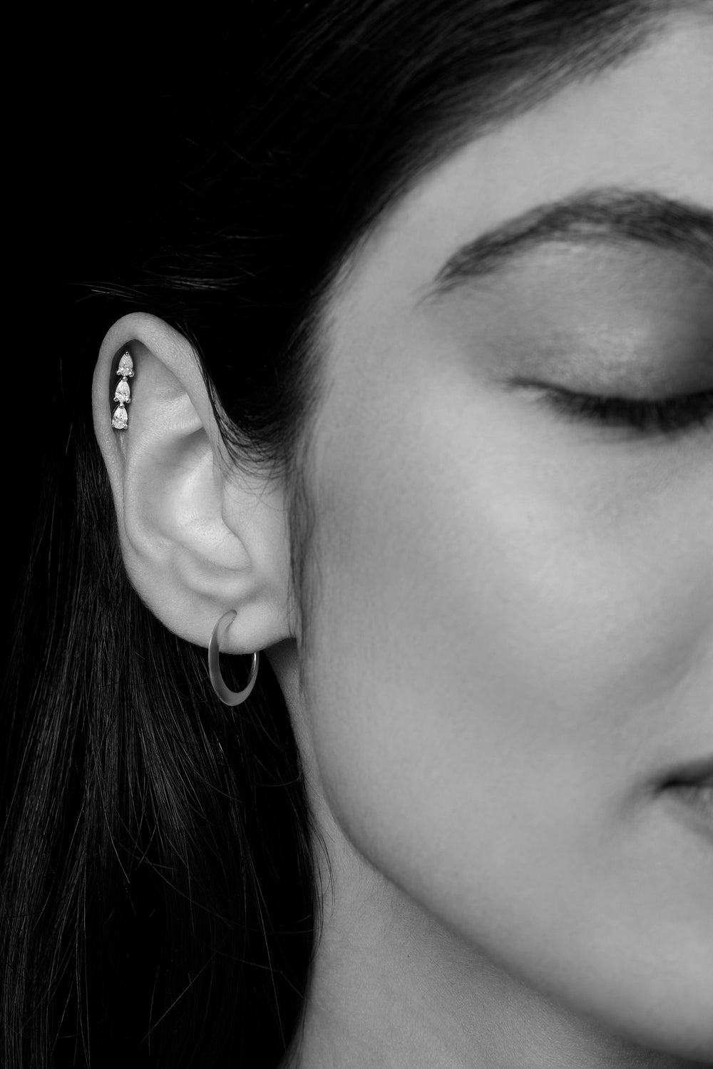 Pear Diamond Bar Earrings | 18K White Gold| Natasha Schweitzer